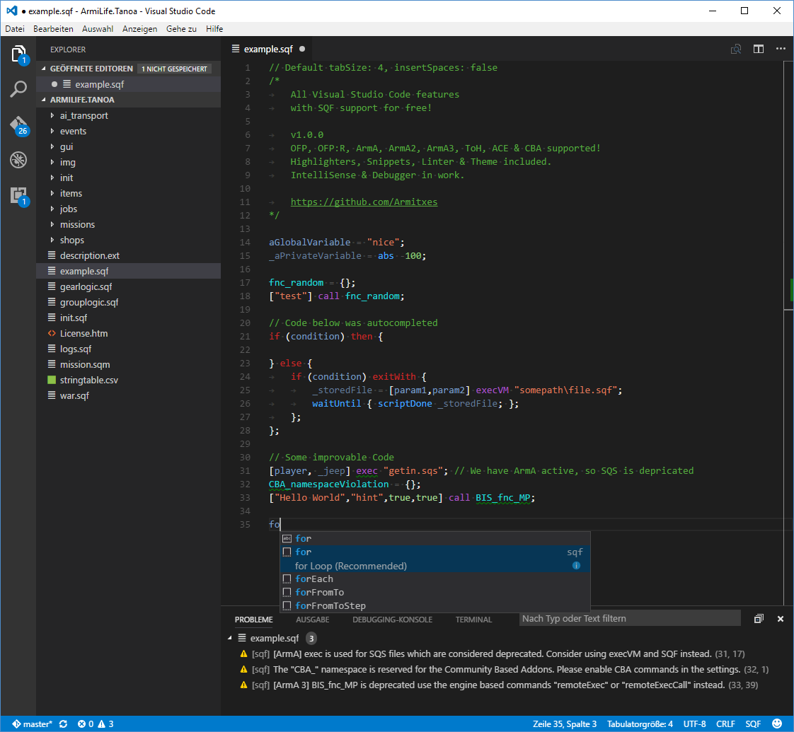 Visual Studio Code SQF Language Extension v1.0